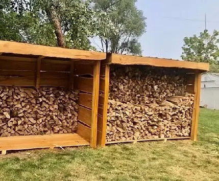Outdoor wood storage sheds