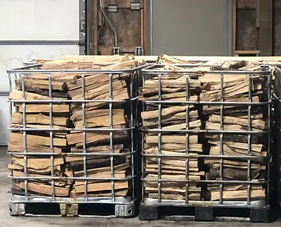 Two firewood crates in warehouse