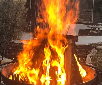 Wood burning in fire pit